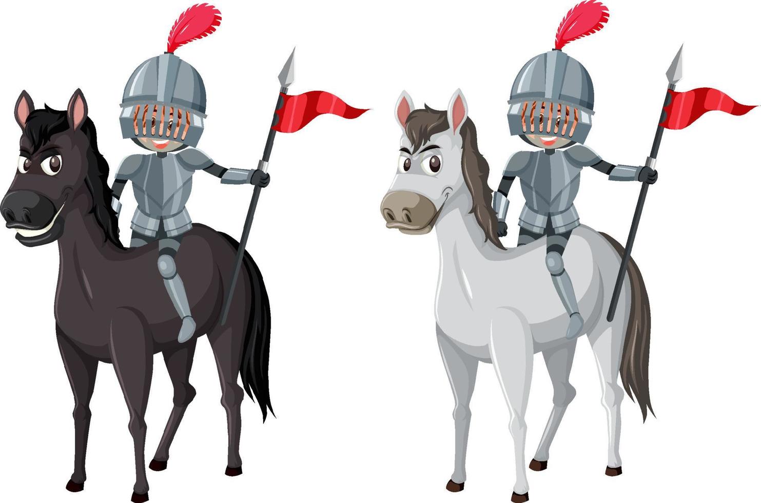 Medieval knights on horseback vector