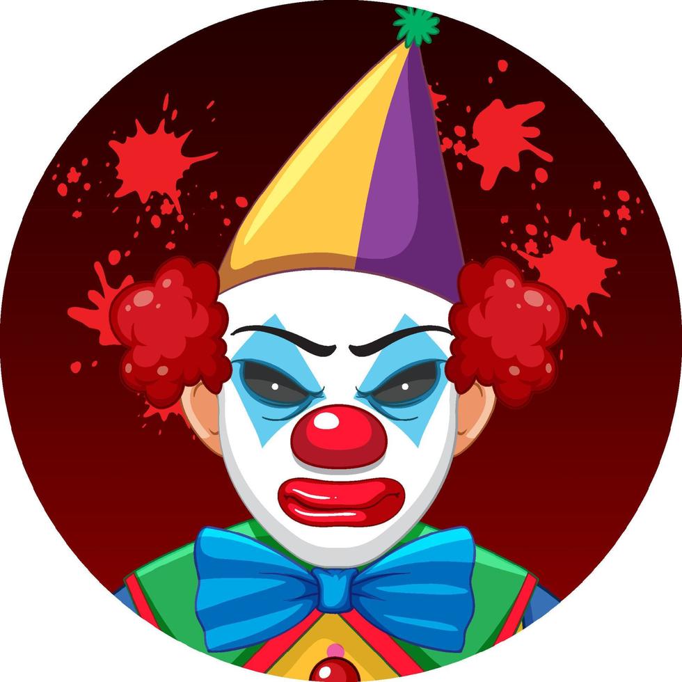 Scary creepy clown face vector