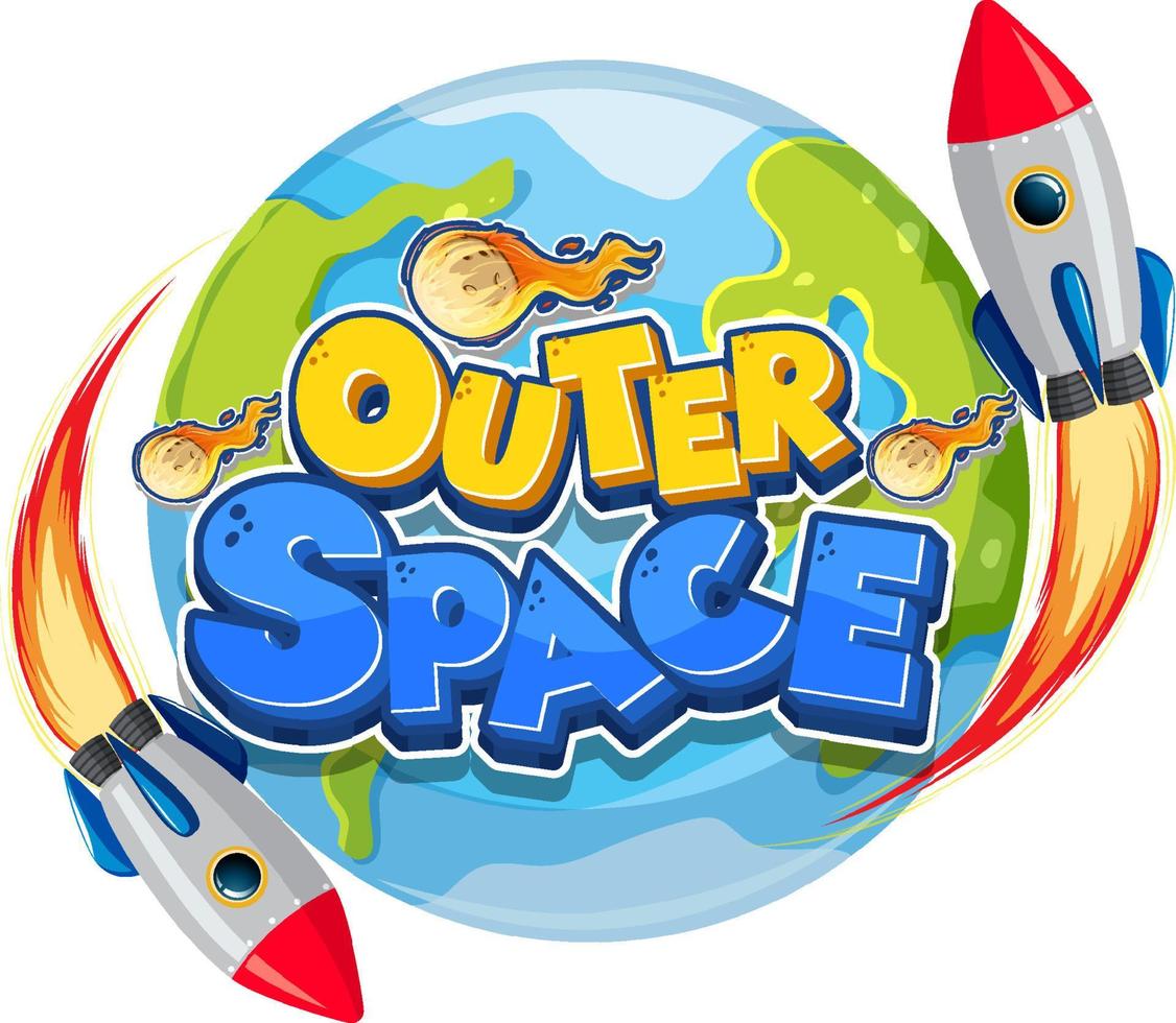 Outer Space logo with spaceships vector