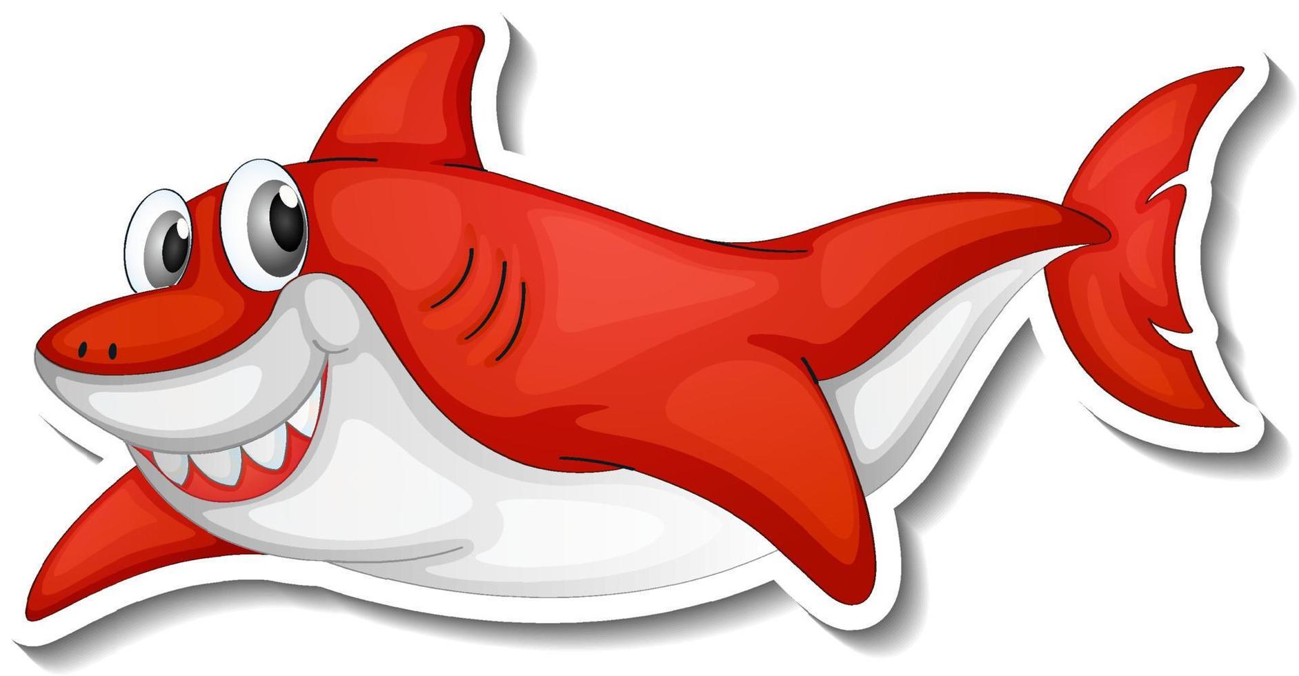 Smiling shark cartoon sticker vector