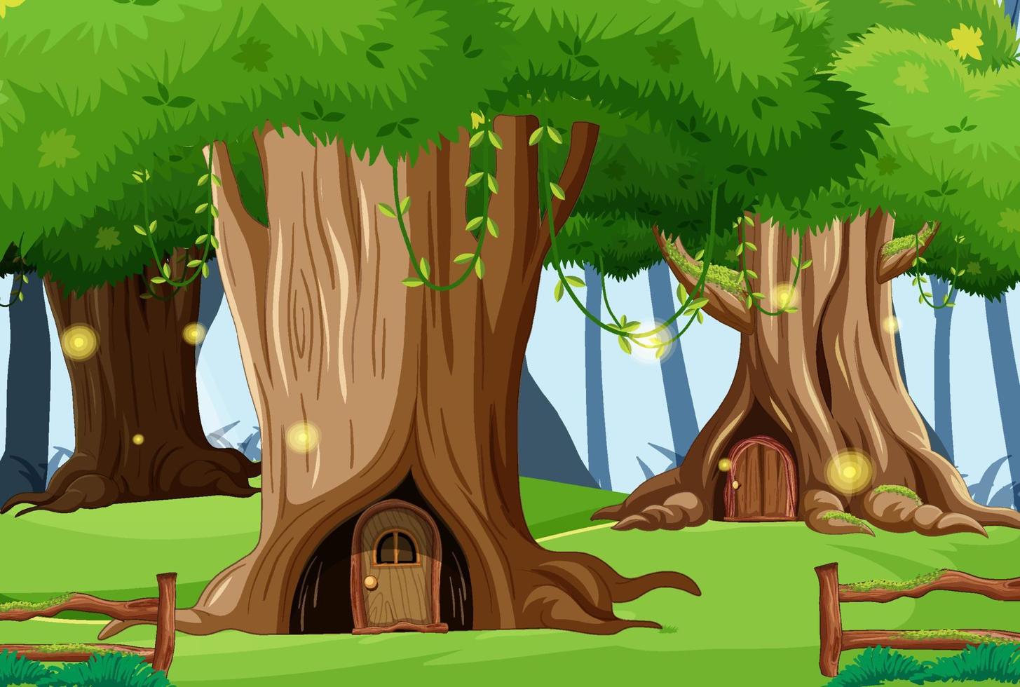 Fantasy tree house in the forest vector