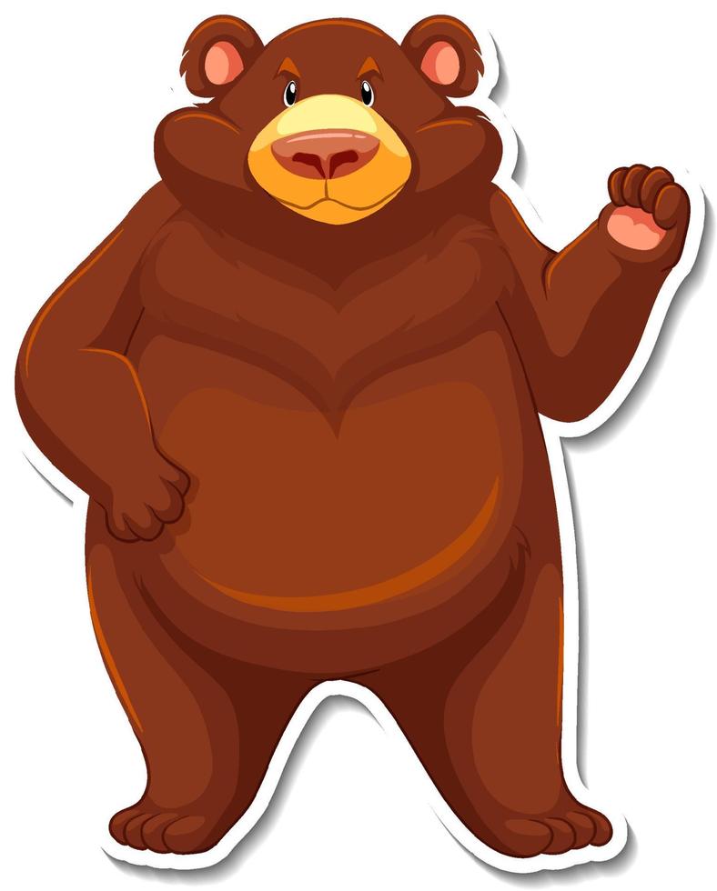 Grizzly bear cartoon character sticker vector