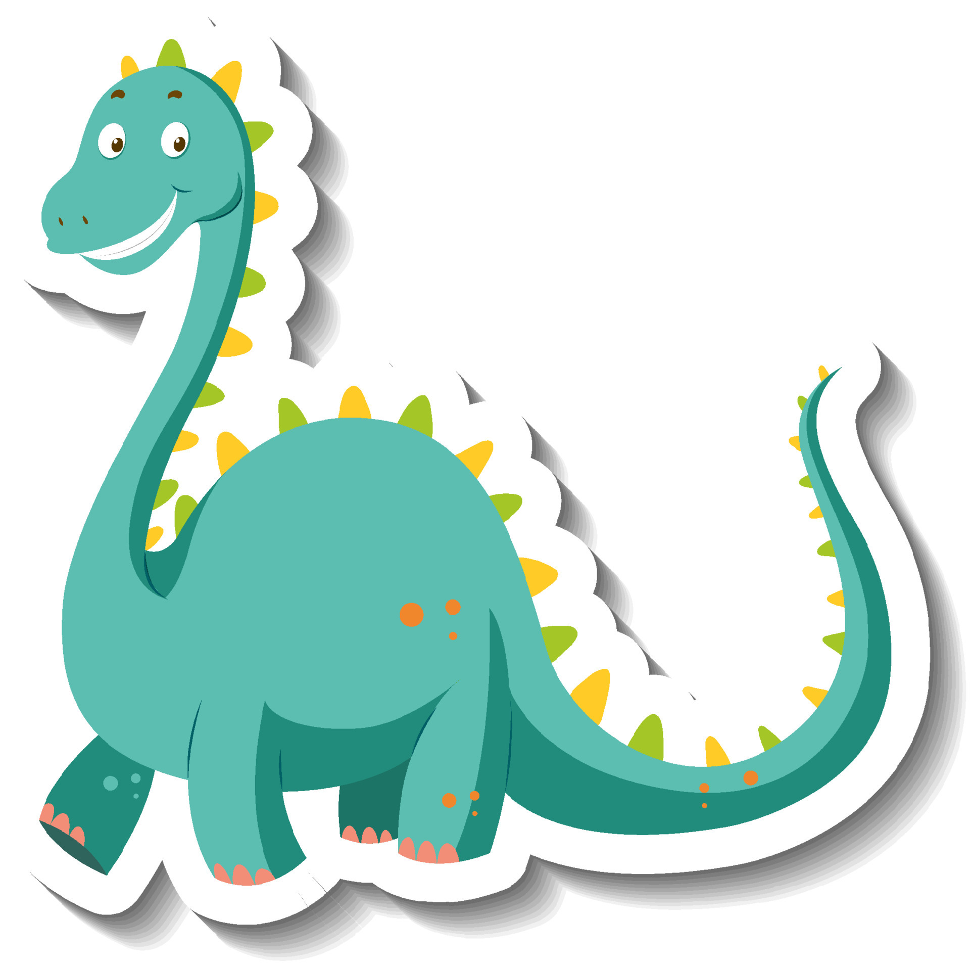 Cute green dinosaur cartoon character sticker 4010077 Vector Art at Vecteezy