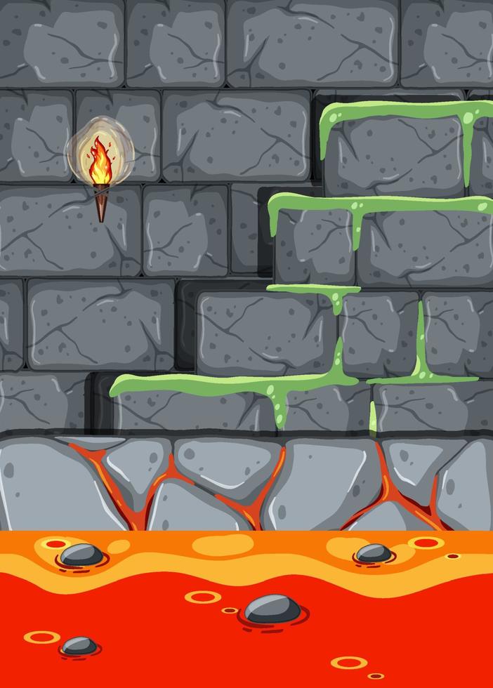 Stone tiles texture with lava ground vector