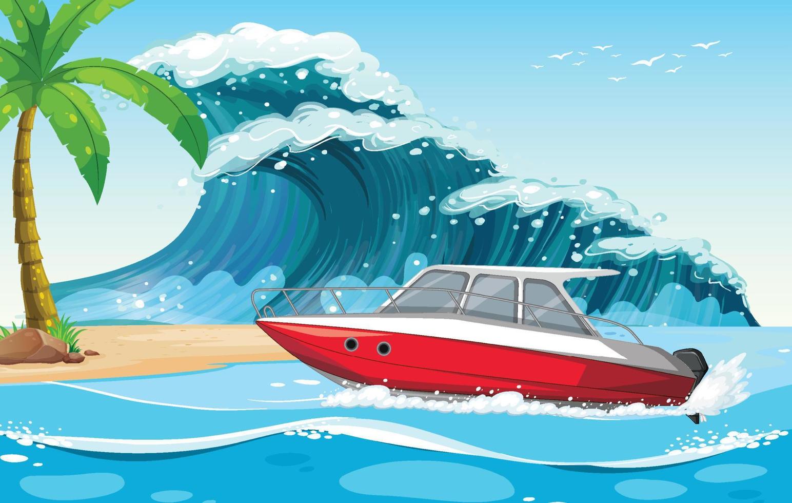Speed boat at the beach vector