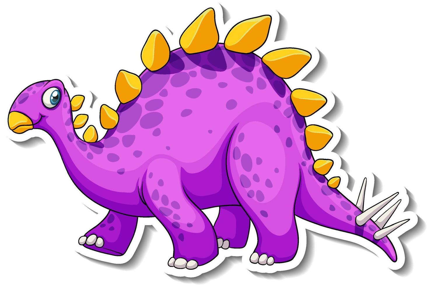 Stegosaurus dinosaur cartoon character sticker vector