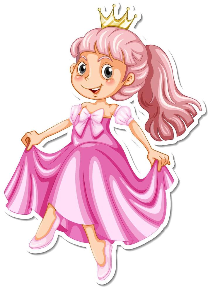 Beautiful princess cartoon character sticker vector