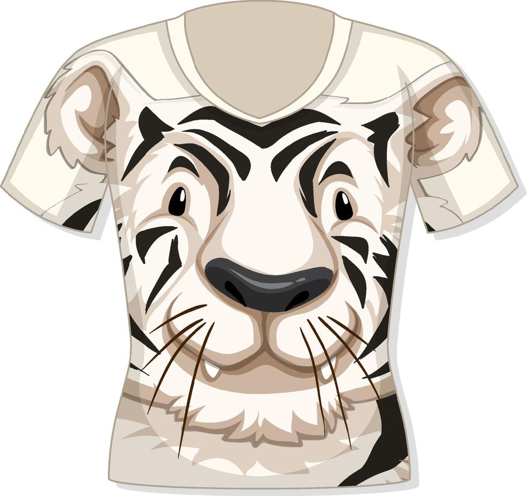 T-shirt with white tiger pattern vector