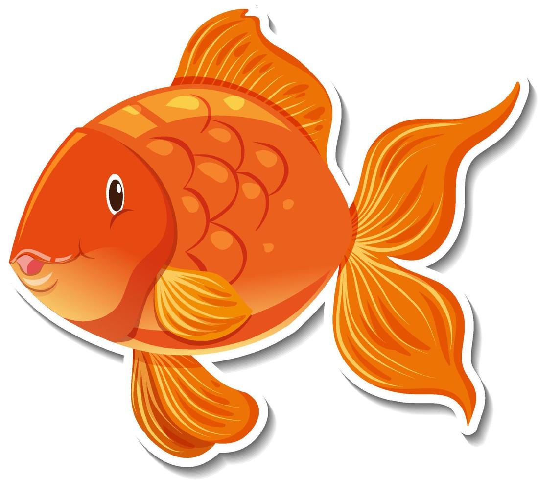 Cute golden fish sea animal cartoon sticker vector