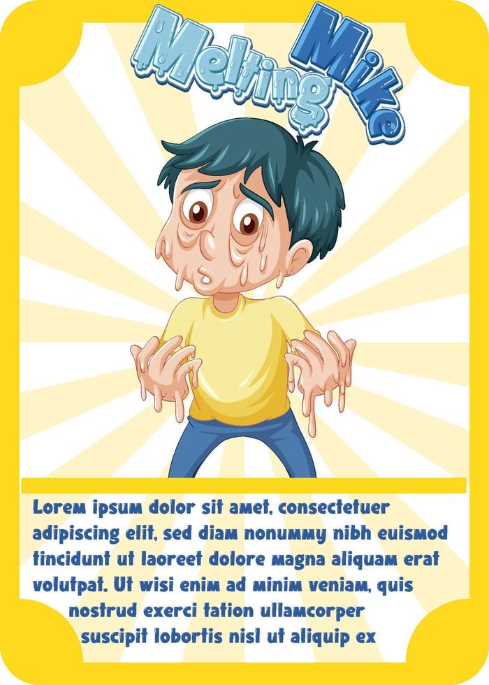 Character game card template with word Melting Mike vector