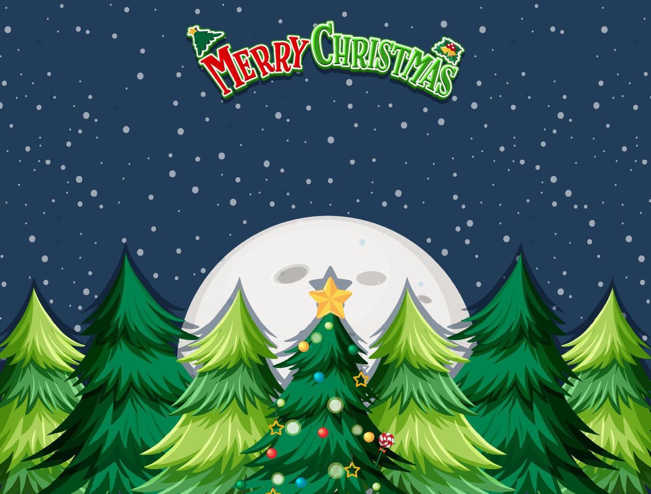 Merry Christmas logo design with christmas tree background vector