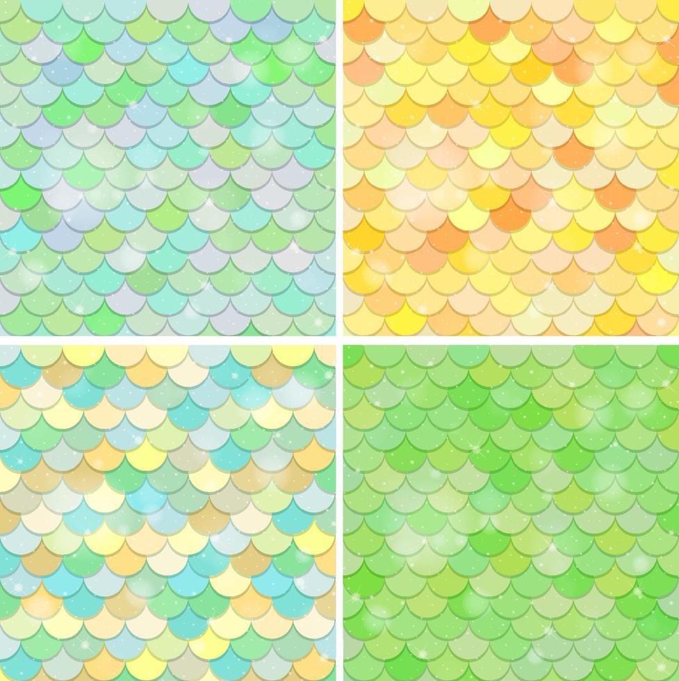 Set of fish scale seamless pattern background vector