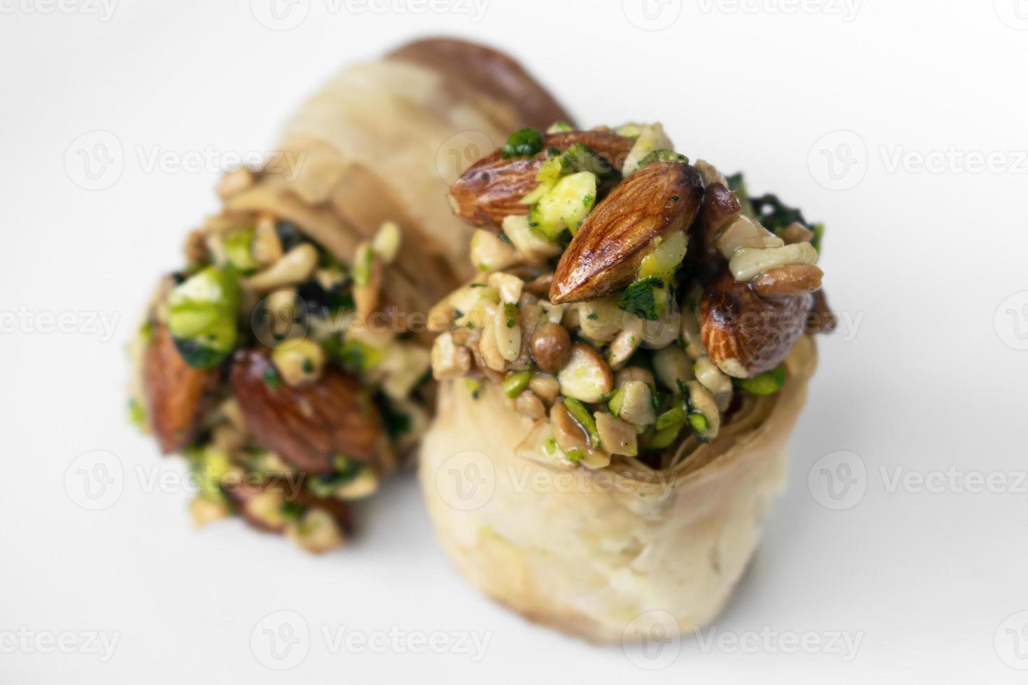 Fresh homemade Baklava middle eastern sweet dessert food pastry cakes photo