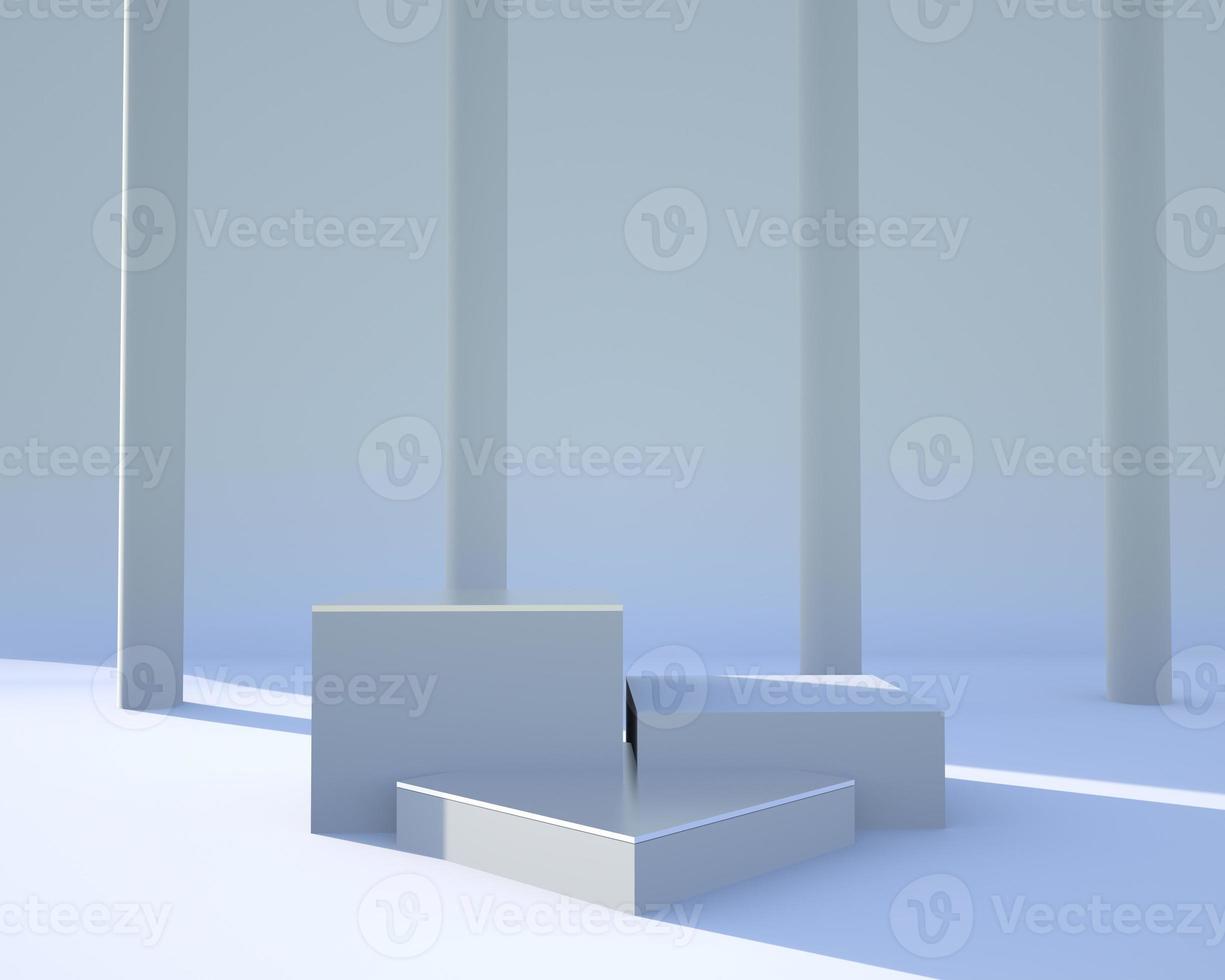 Minimal scene with geometrical forms, podiums in cream background with shadows. Scene to show cosmetic product, Showcase, shopfront, display case. 3d photo