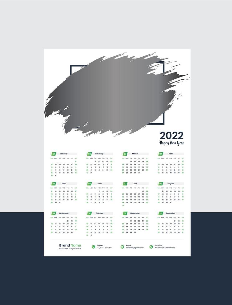 Wall Calendar 2022 Template Design vector