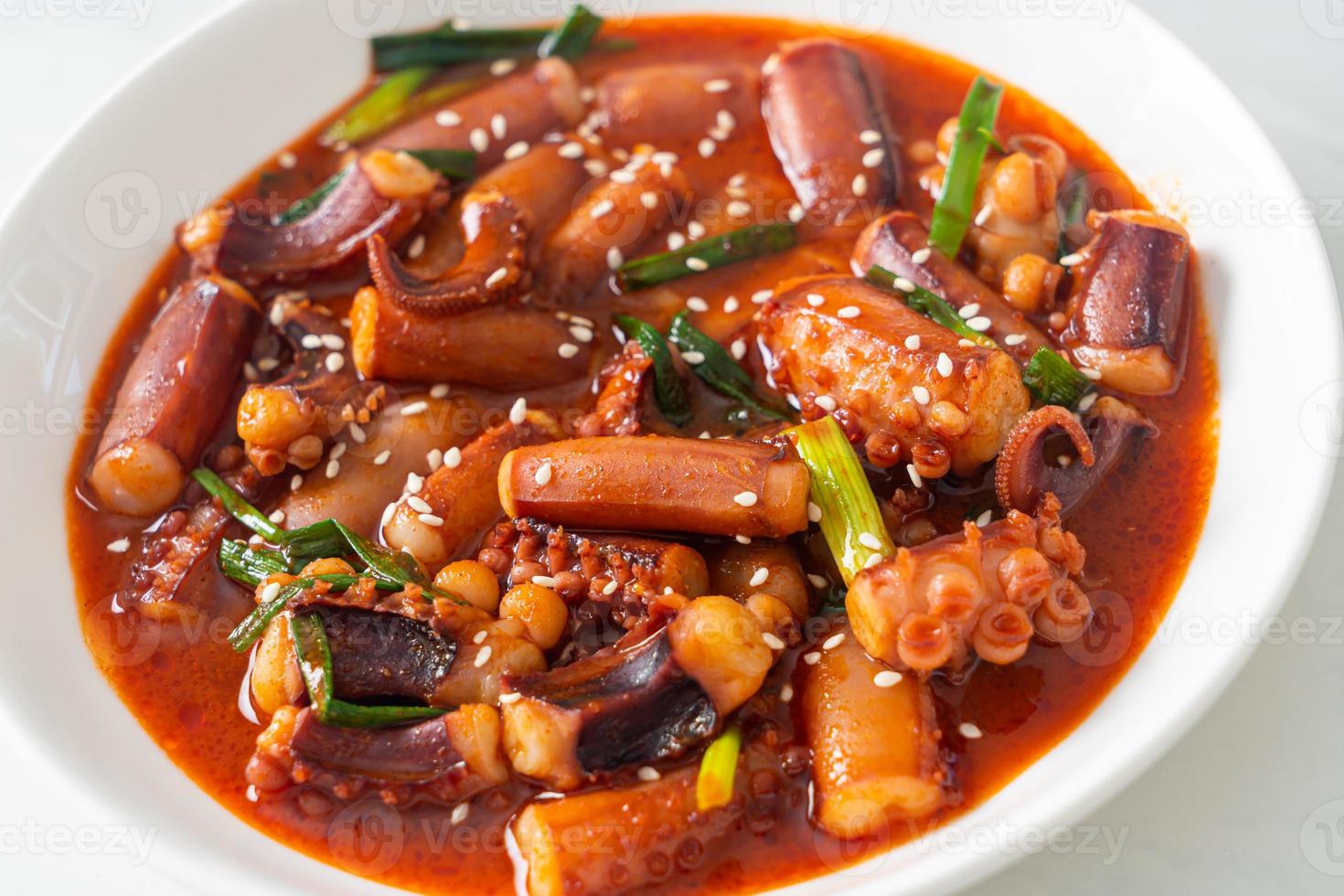 Stir-fried squid or octopus with Korean spicy sauce photo