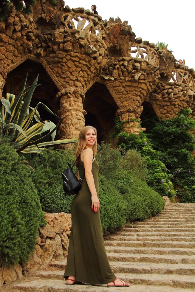 Young woman traveling to Barcelona on a spanish vacation photo