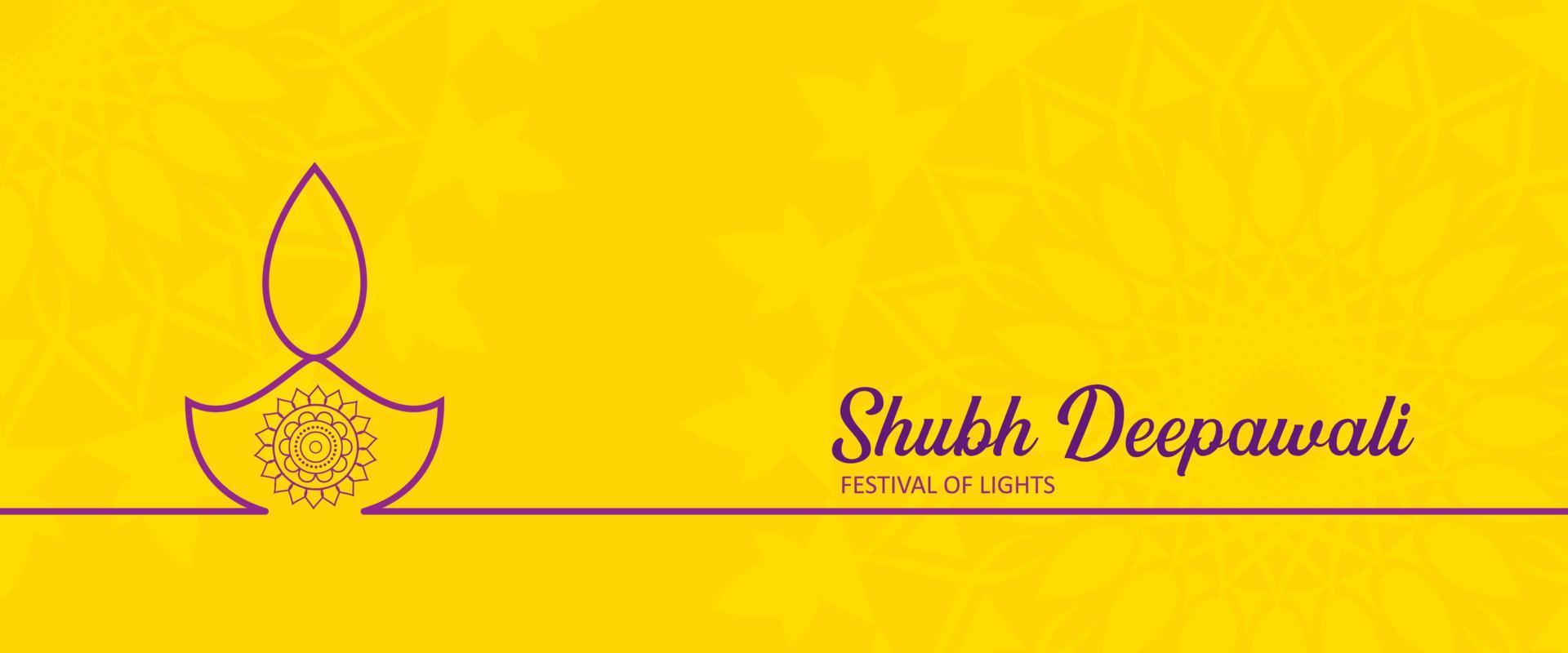 Happy Diwali simple wide banner for website and social media background vector