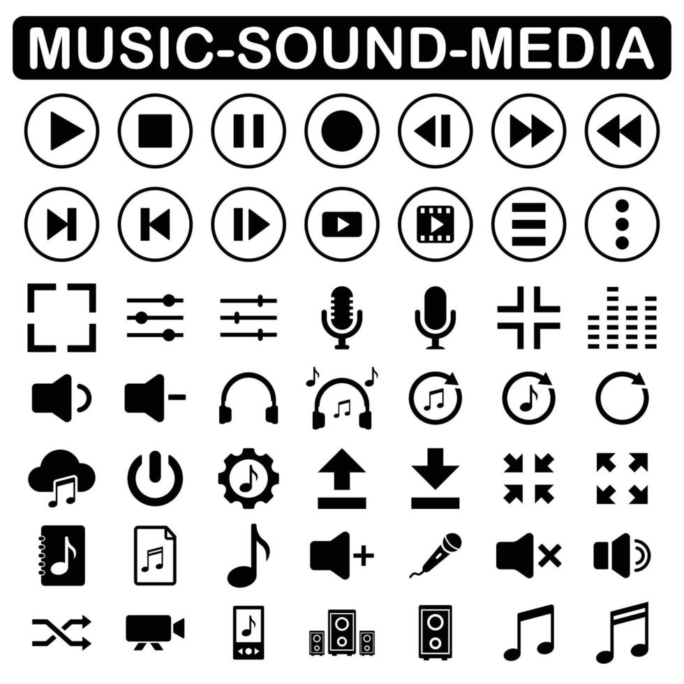 paquete de iconos de música, sonido y medios vector