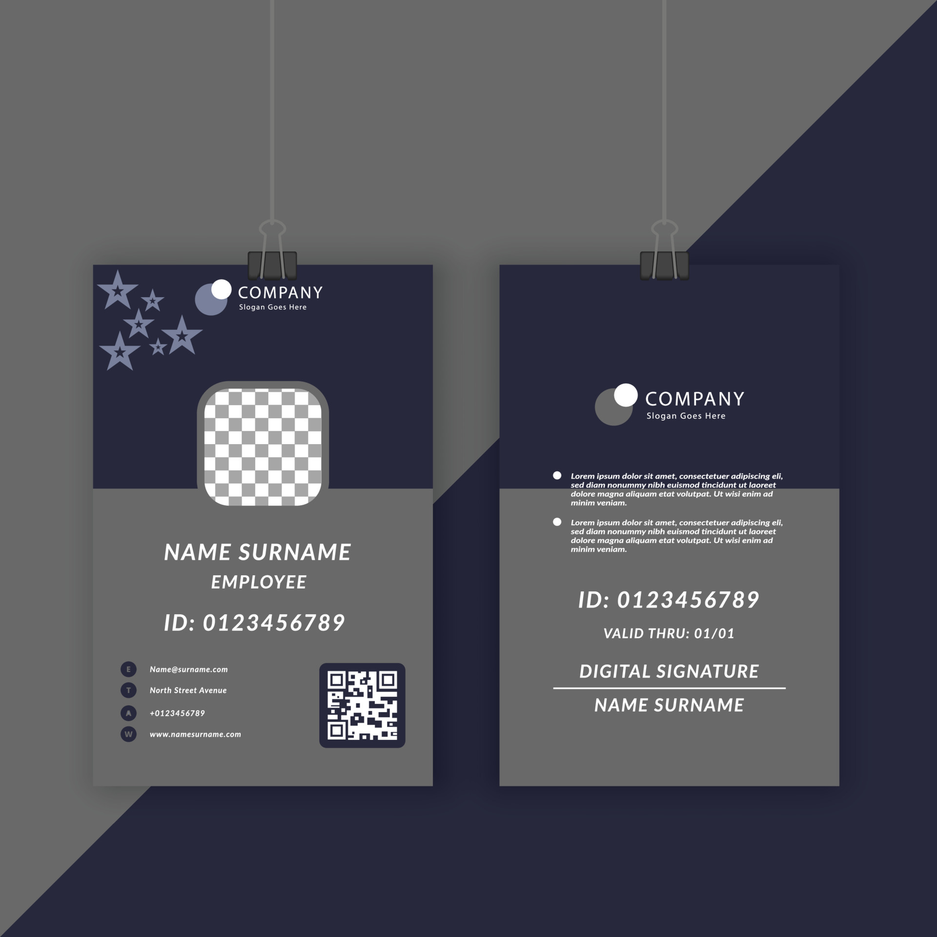 Official Usable Grey Color ID Card Template 4024725 Vector Art at Vecteezy