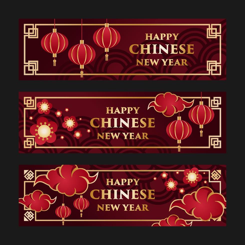 plantilla de conjunto de banner de saludo de gong xi fa cai vector