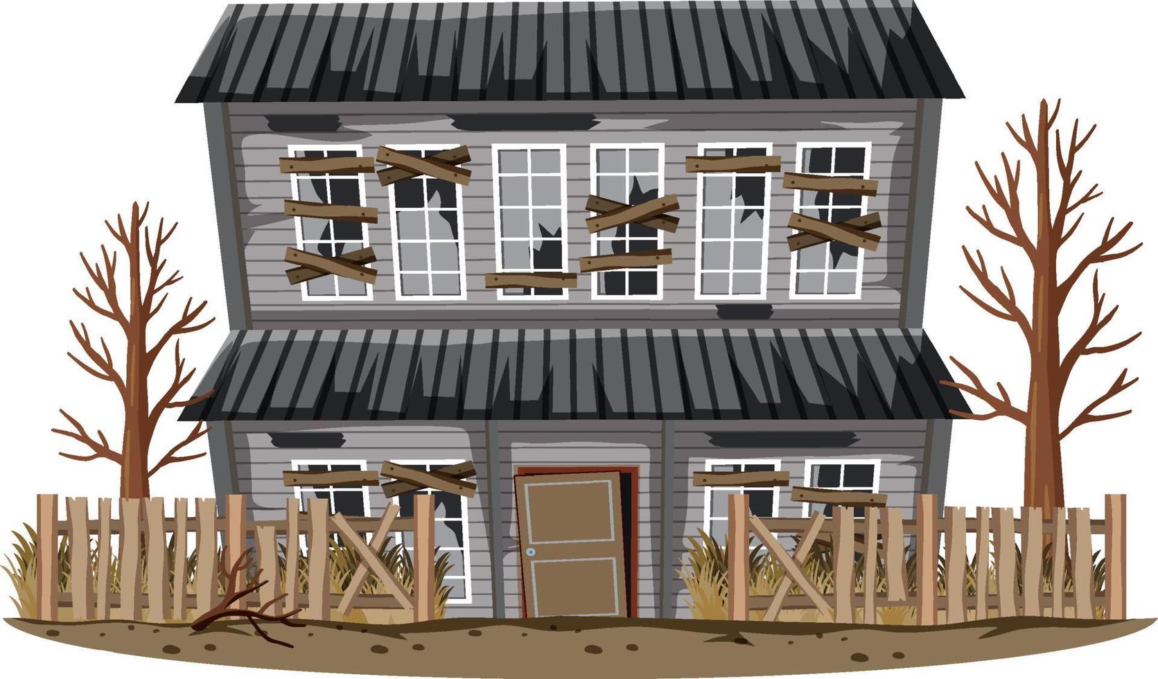 Abandoned house on white background vector