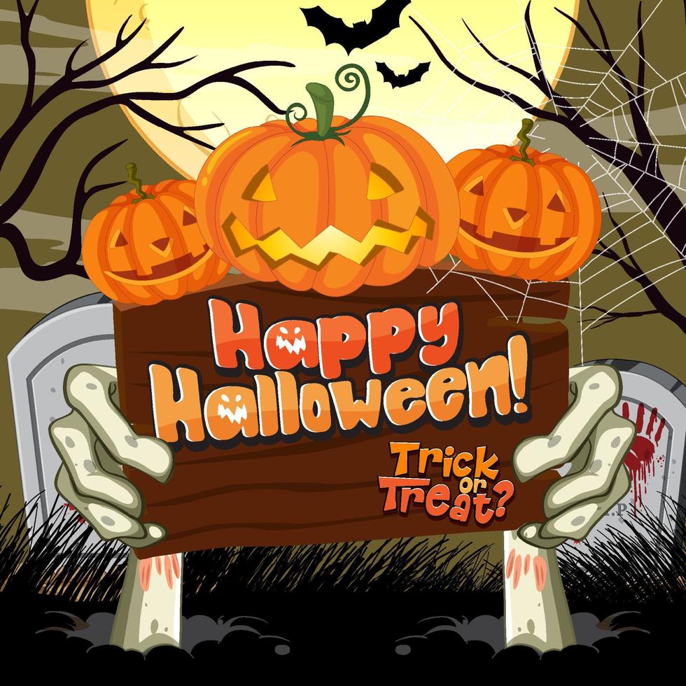 banner de feliz halloween con jack o lantern vector