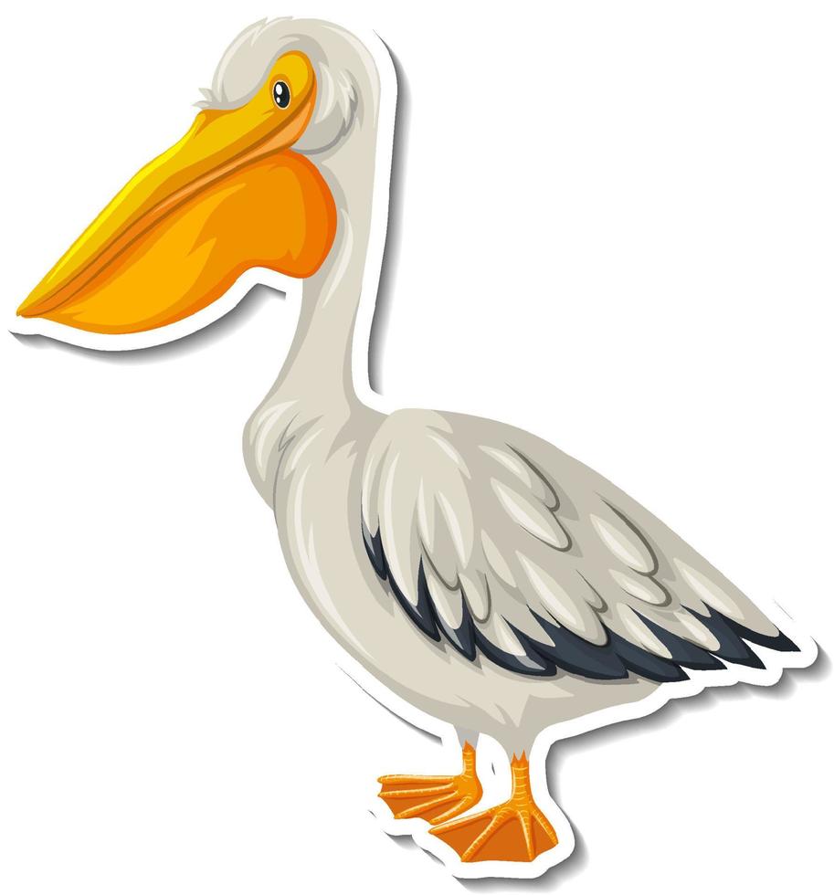 Pelican bird cartoon sticker vector