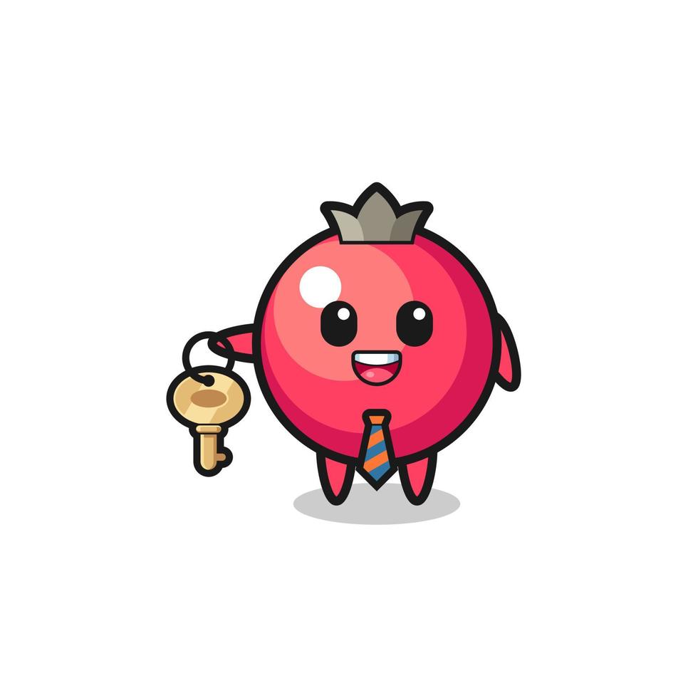 cute cranberry as a real estate agent mascot vector