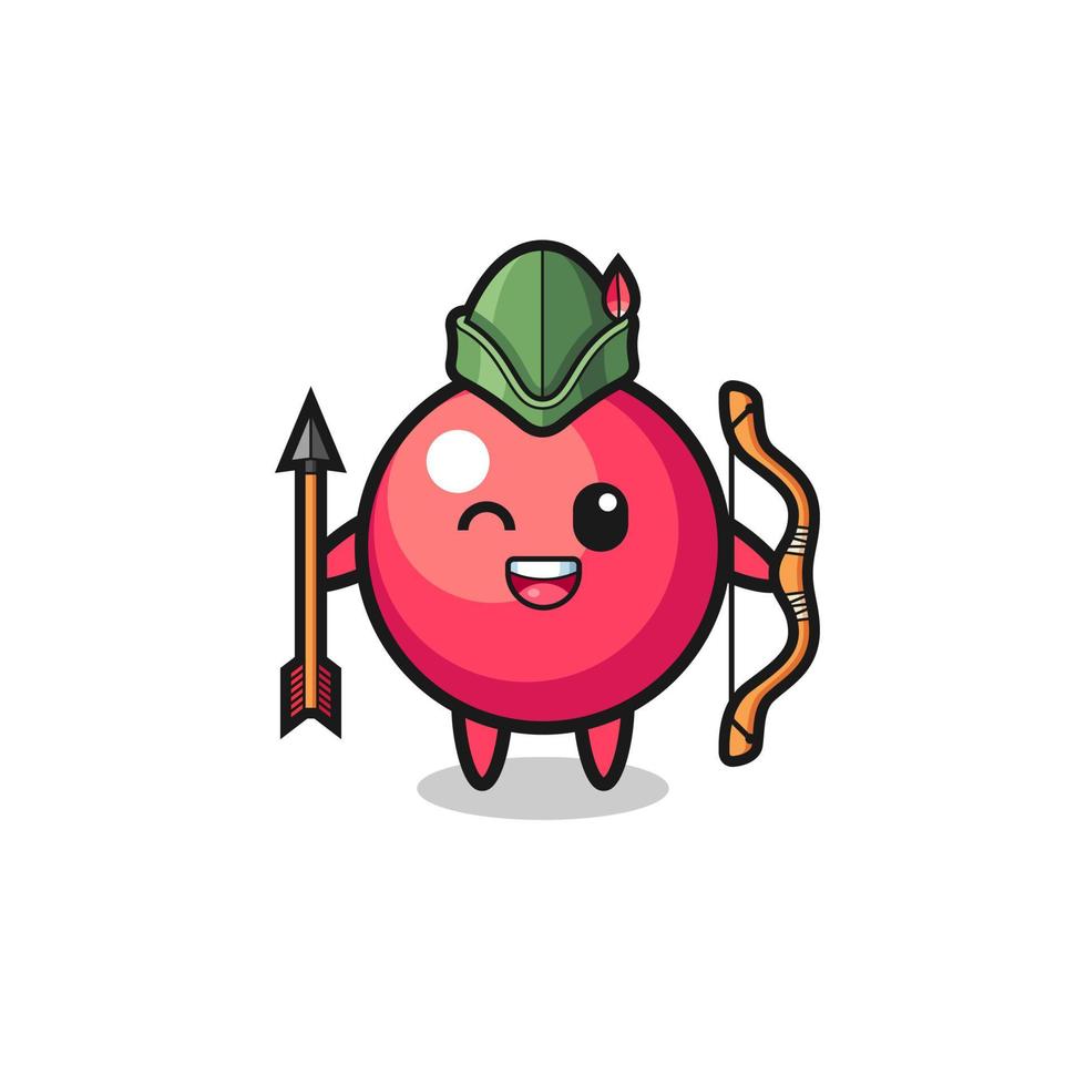 cranberry cartoon as medieval archer mascot vector