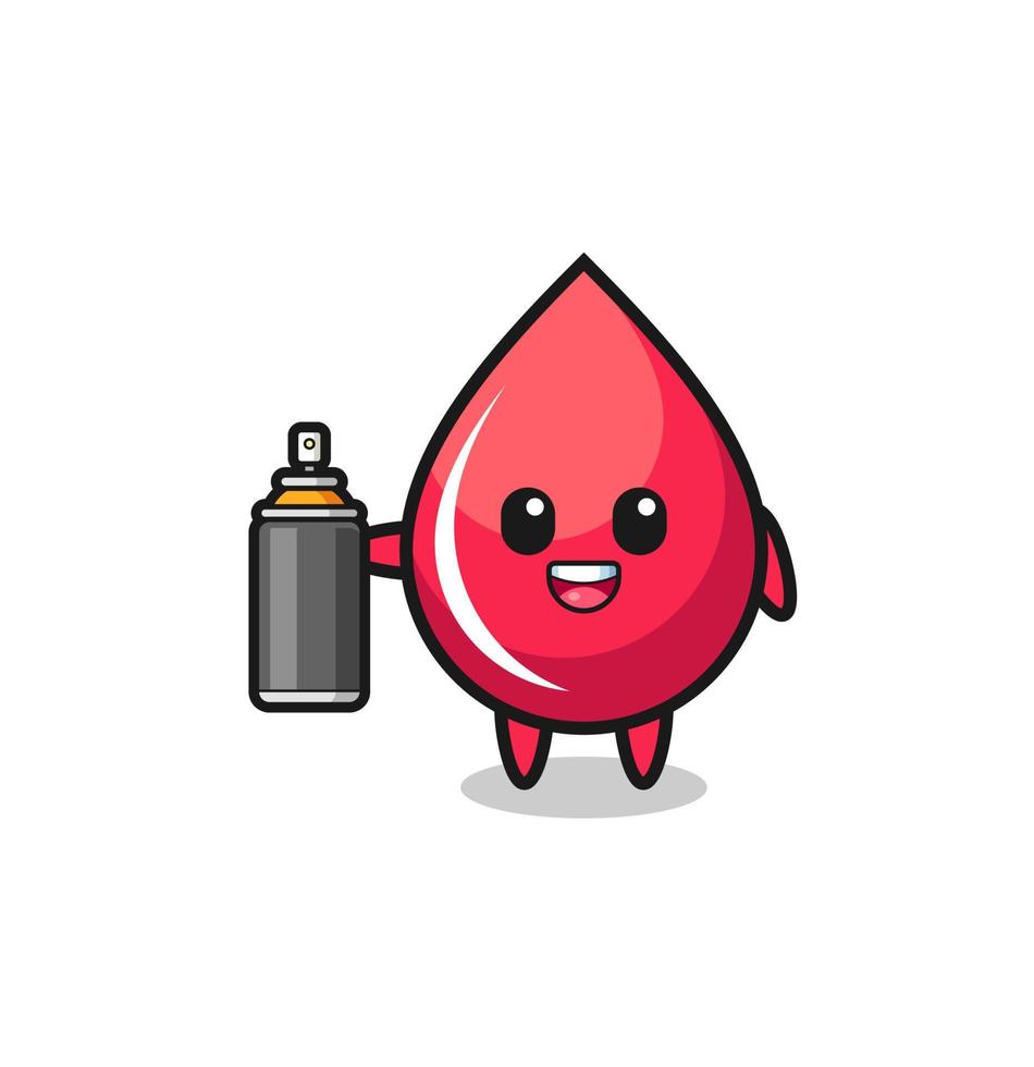 the cute blood drop as a graffiti bomber vector