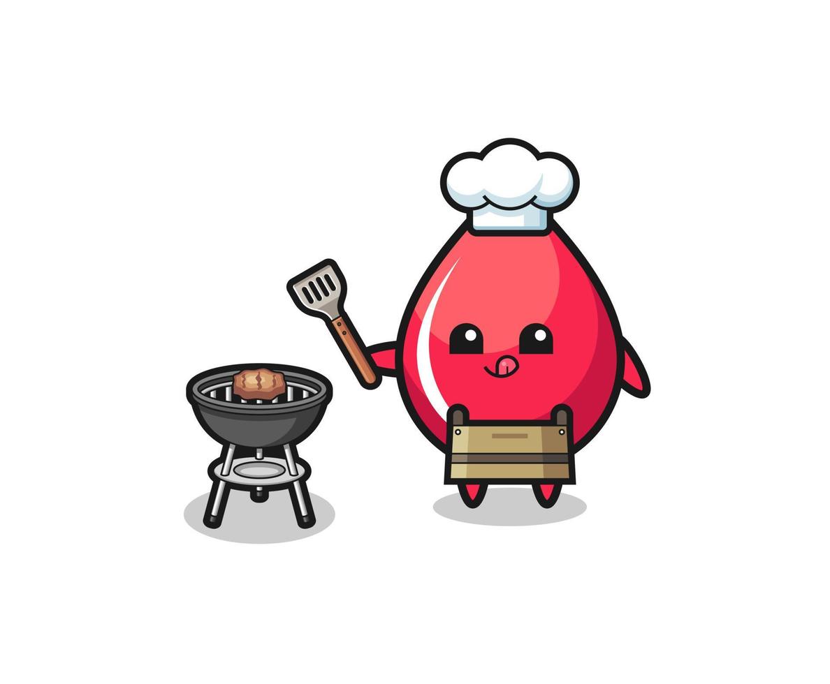 blood drop barbeque chef with a grill vector