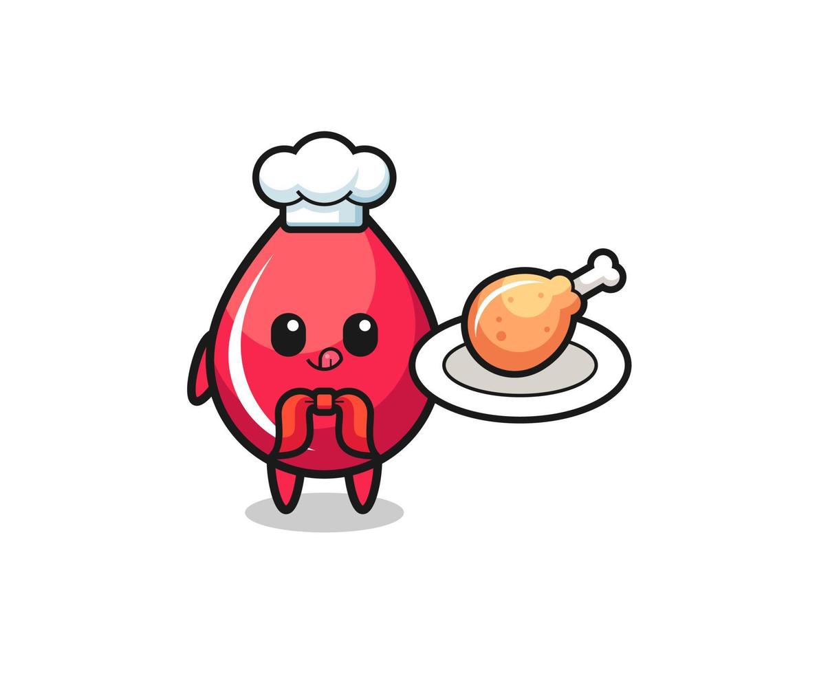 blood drop fried chicken chef cartoon character vector