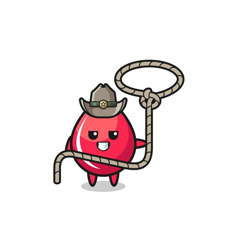 the blood drop cowboy with lasso rope vector