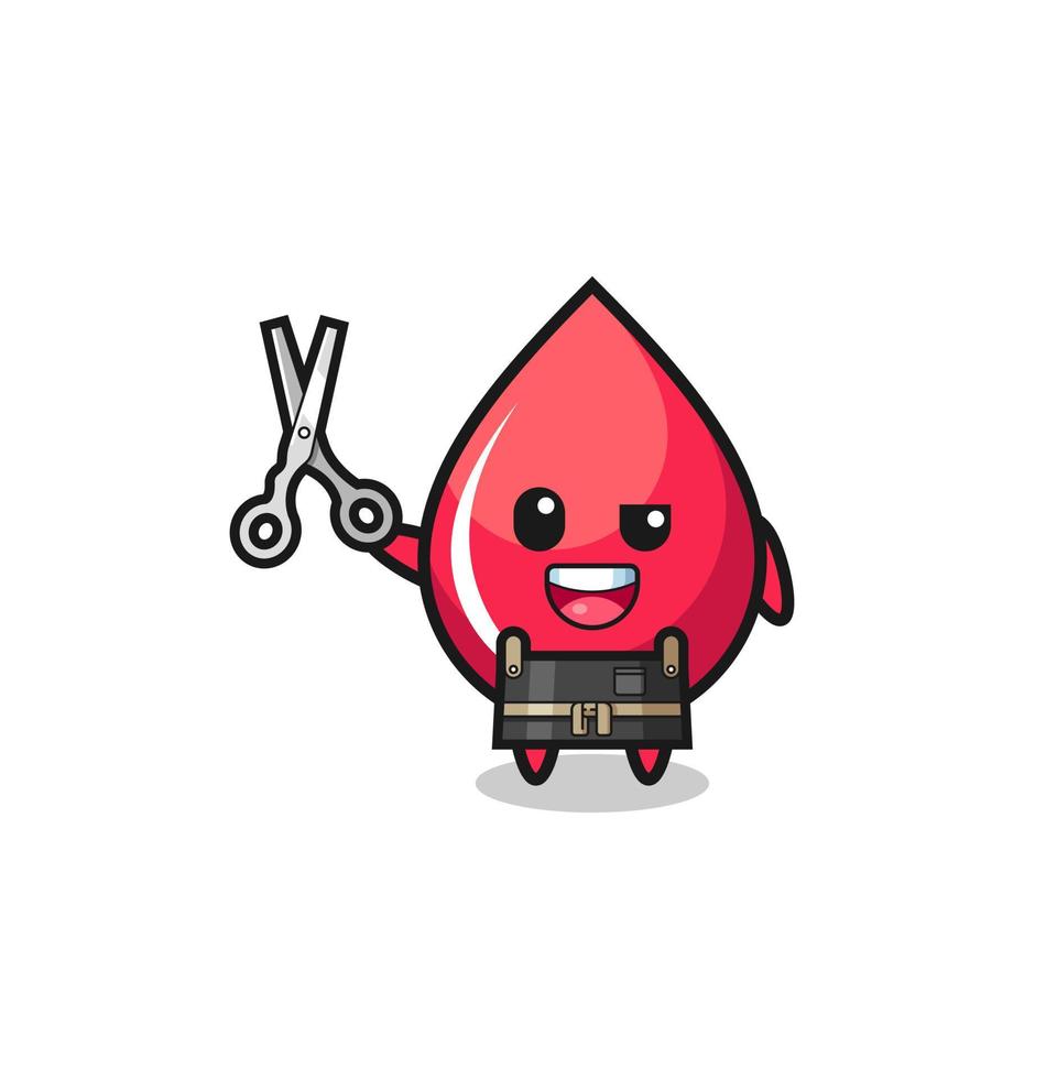personaje de gota de sangre como mascota de barbería vector