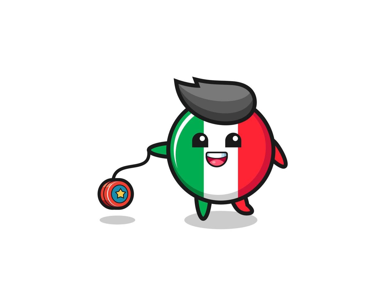 caricatura de linda bandera de italia tocando un yoyo vector