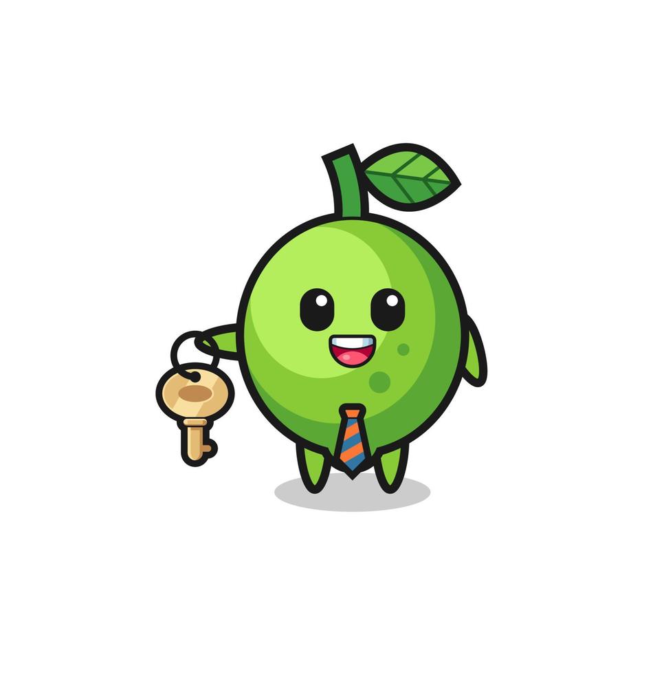 cute lime as a real estate agent mascot vector