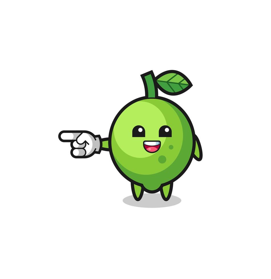 lime cartoon with pointing left gesture vector