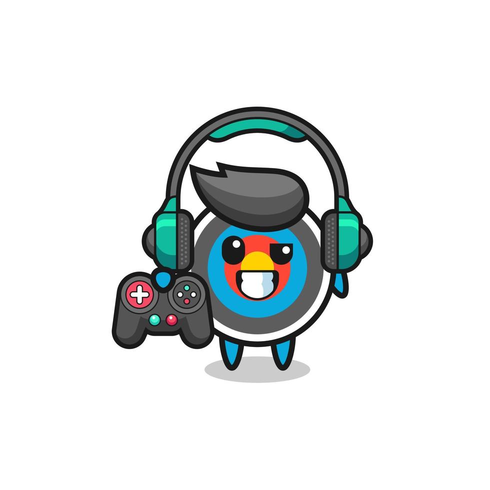 target archery gamer mascot holding a game controller vector