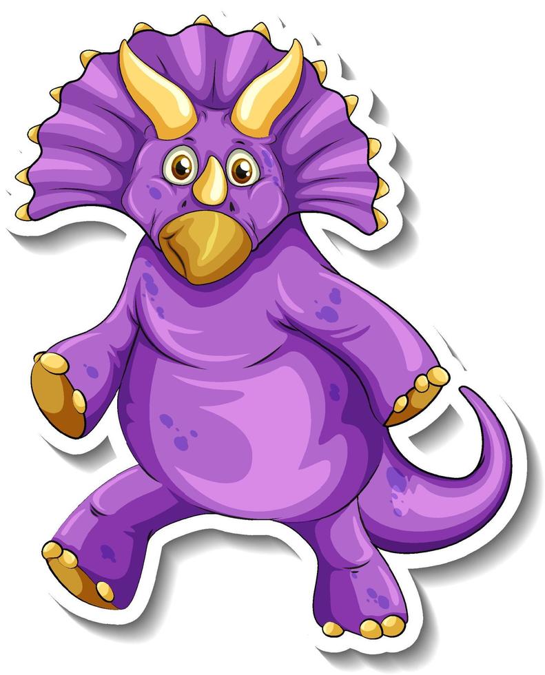 Triceratops dinosaur cartoon character sticker vector