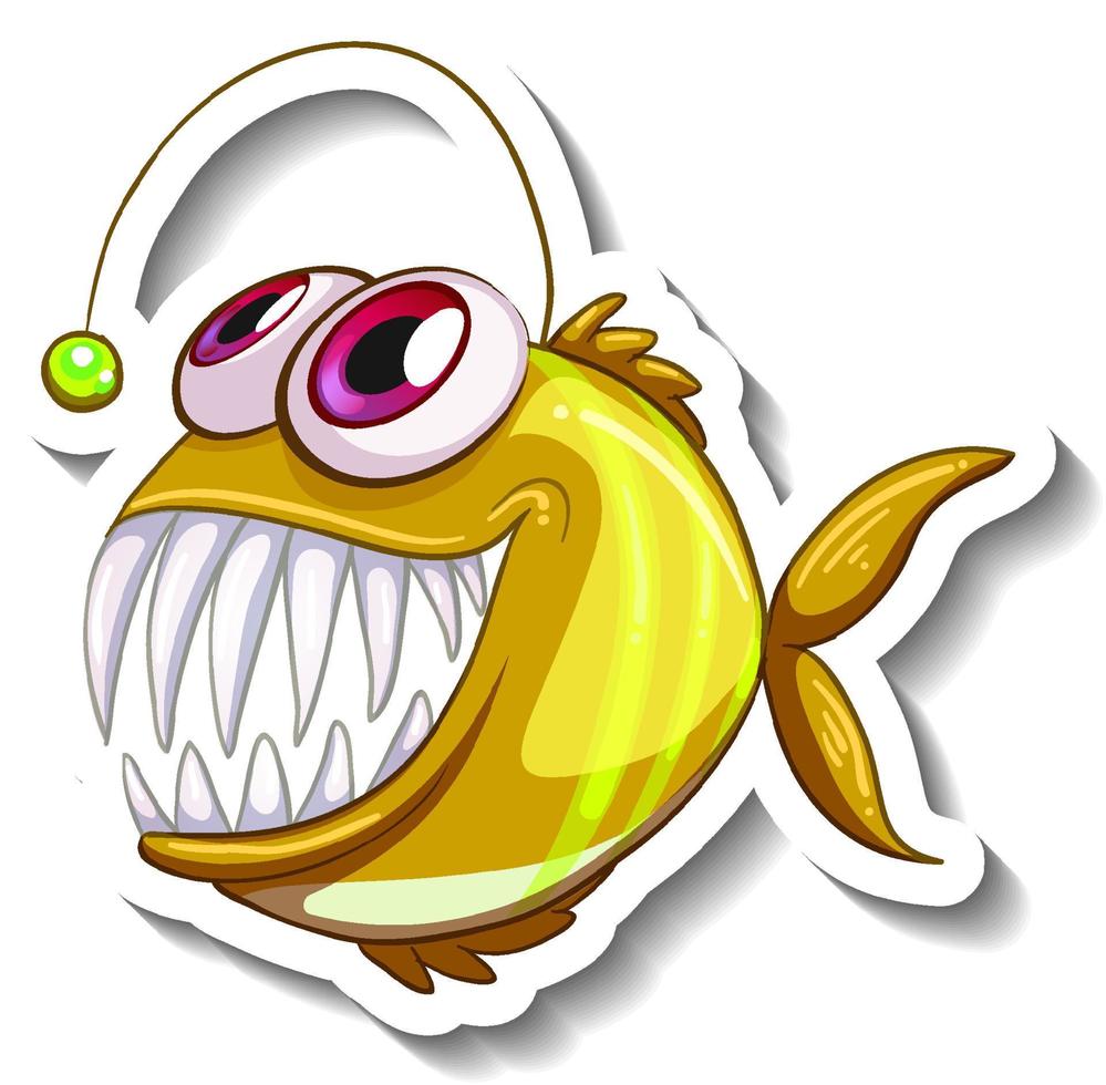 Anglerfish fish cartoon sticker vector