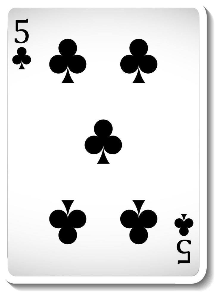 Five of Clubs Playing Card Isolated vector