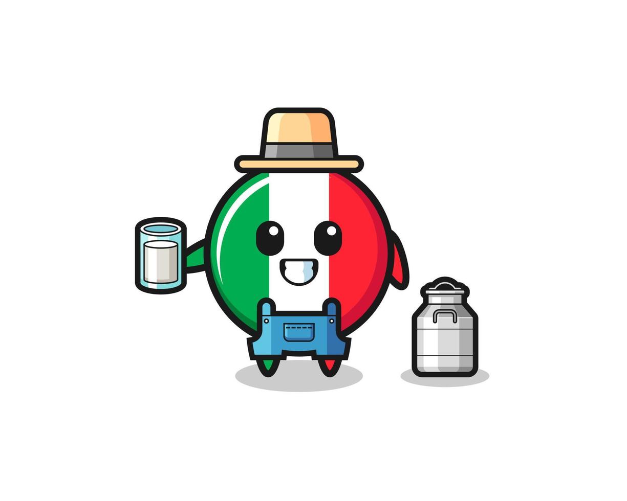 italy flag cartoon as the dairy farmer vector