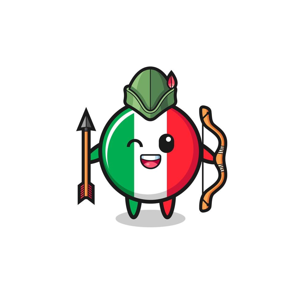 italy flag cartoon as medieval archer mascot vector