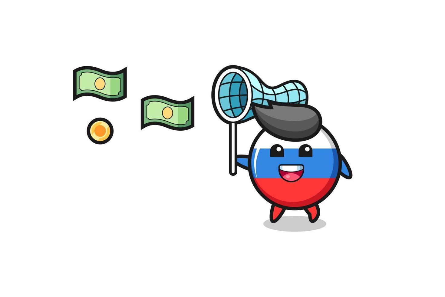 illustration of the russia flag catching flying money vector