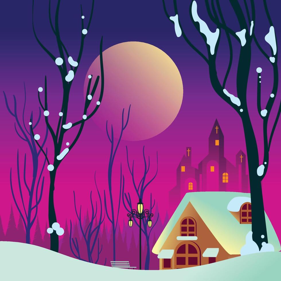 Christmas Winter in Small Village vector