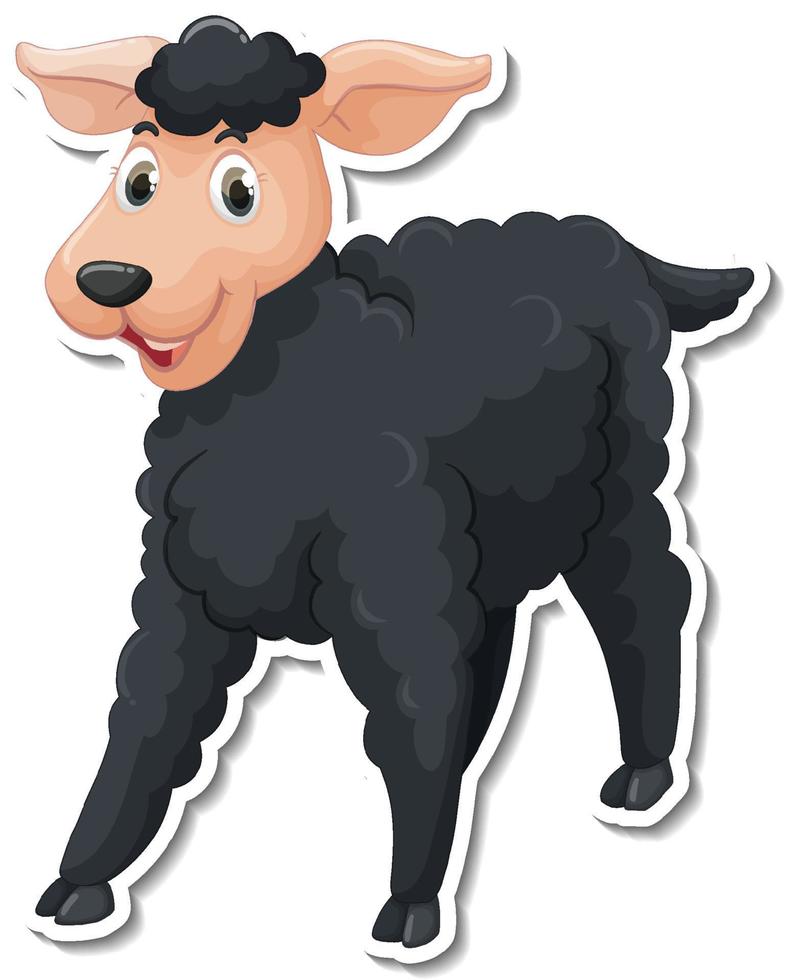 etiqueta engomada de la historieta del animal de granja de la oveja negra vector