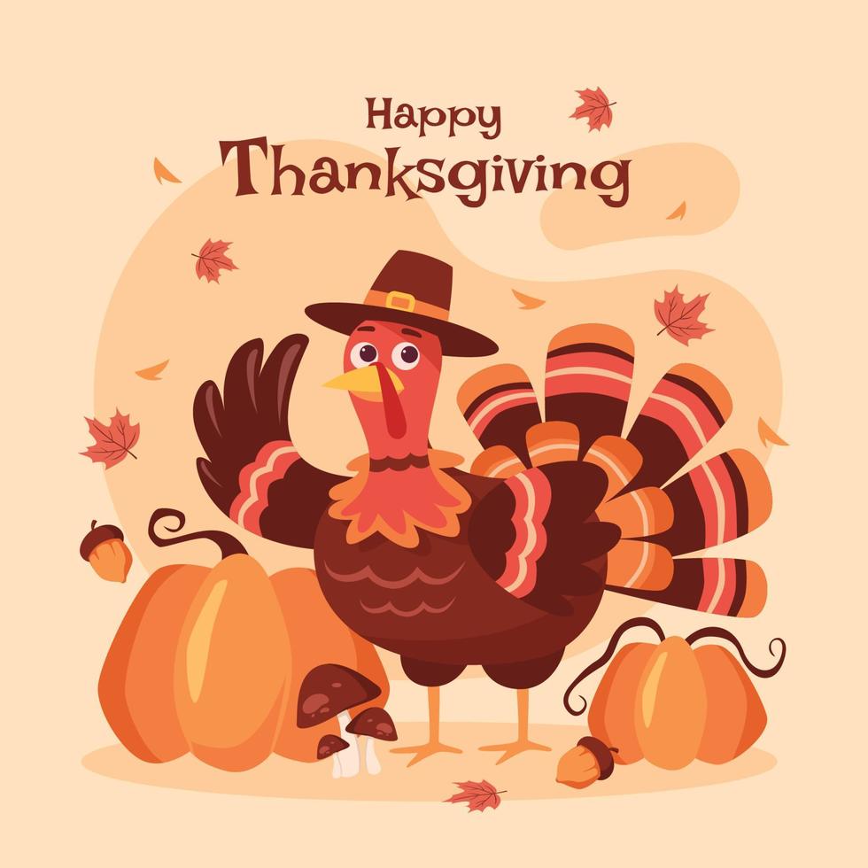 feliz pavo de acción de gracias ilustración vector