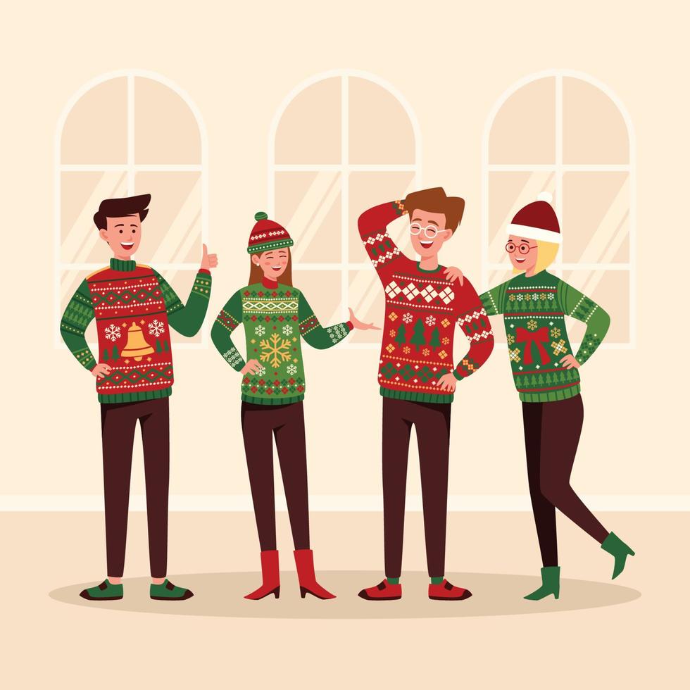 Ugly Sweater Party With Friends vector
