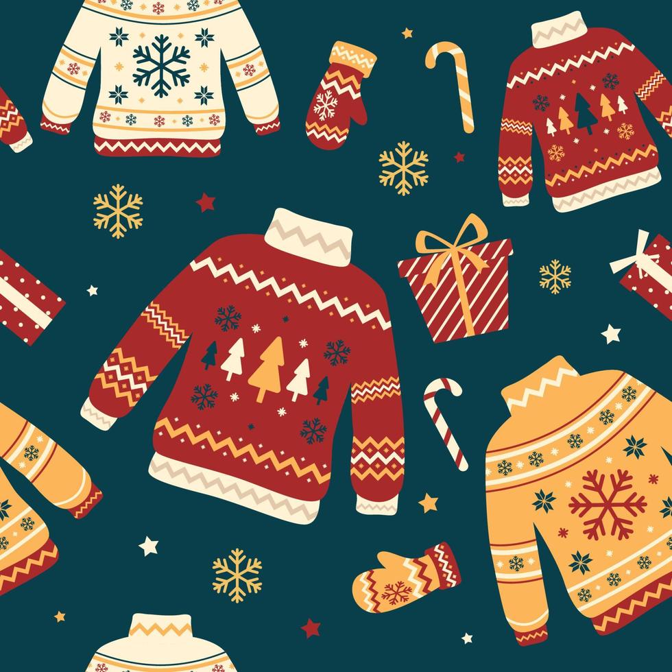 Christmas Ugly Sweater Seamless Background vector